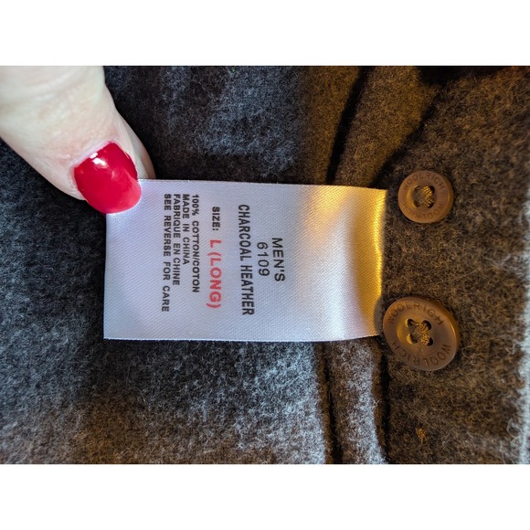 Mens Grey button down Woolrich long sleeve size L Long - Picture 5 of 6